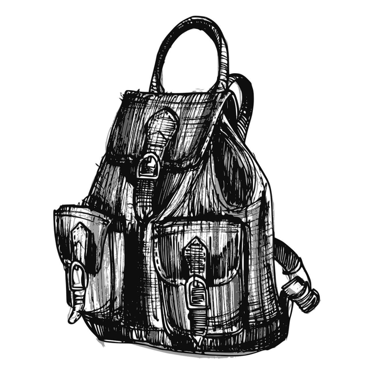 Backpack png sticker, vintage